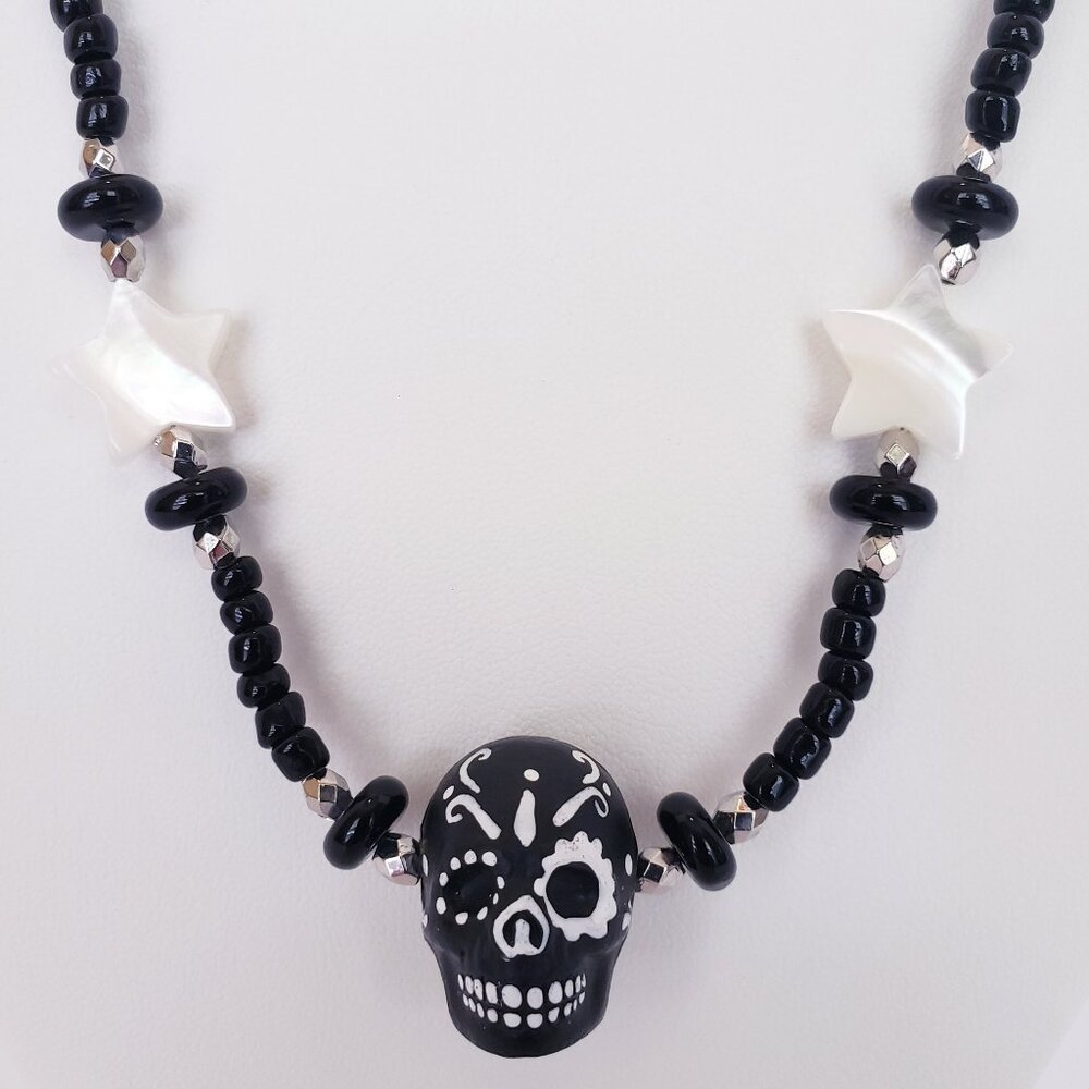 "KHAMAEL"~ DAY OF THE DEAD Sugar Skull Necklace by KATSPAW JEWELRY